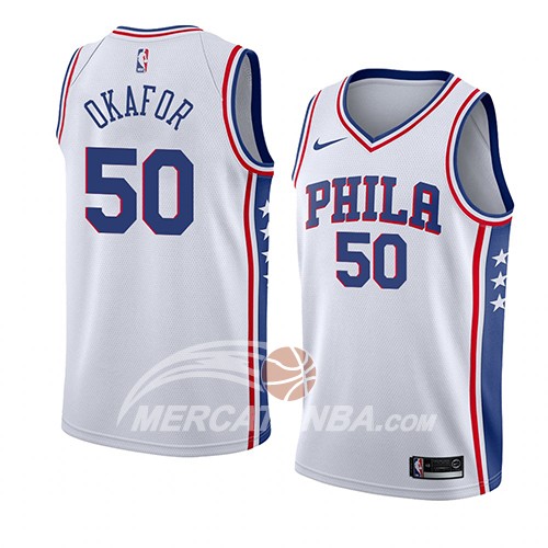 Maglia NBA Philadelphia 76ers Emeka Okafor Association 2018 Bianco